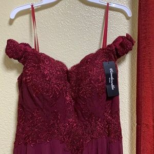 Red wine long dress